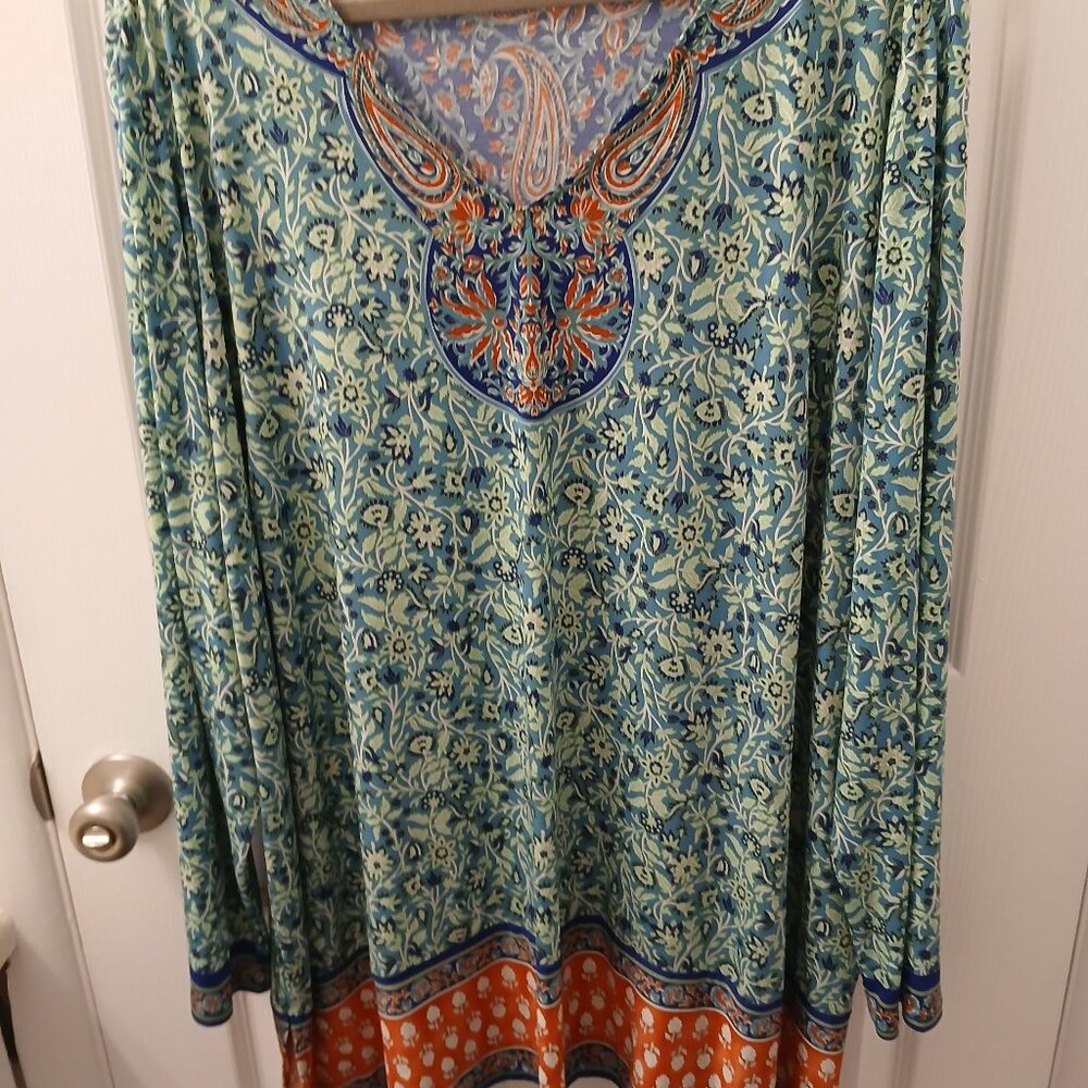 Belle by Kim Gravel Floral Boho Print Knit Top